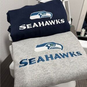 Embroidered Seahawks Grey Hoodie L